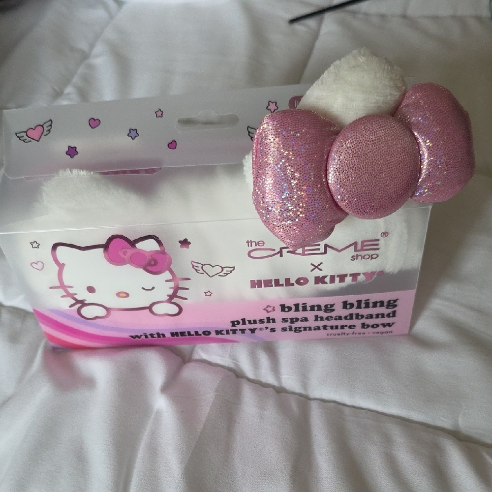 Hello Kitty Pink Glitter Bow Spa Headband